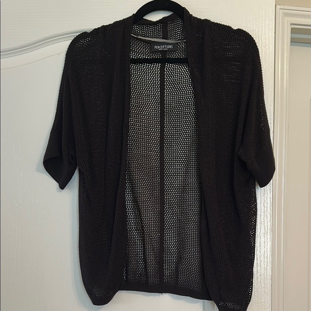 ✅4/$15 Perceptions New York Open-Front mesh Cardigan
